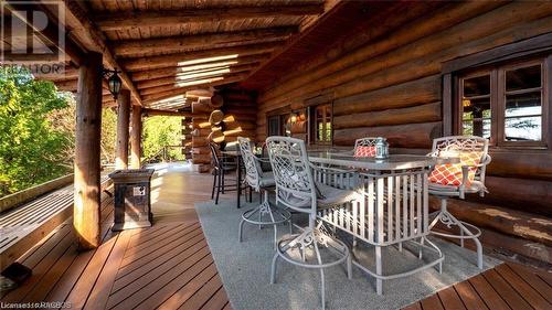 Covered outdoor seating area to accommodate large gatherings - 110 Hobson'S Harbour Drive, Northern Bruce Peninsula, ON -  With Deck Patio Veranda With Exterior