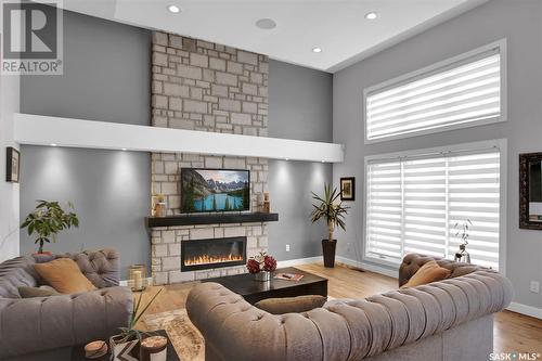 5266 Aviator Crescent, Regina, SK - Indoor Photo Showing Living Room With Fireplace