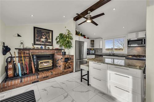 817 Lakeshore Road, Selkirk, ON - Indoor Photo Showing Kitchen With Fireplace