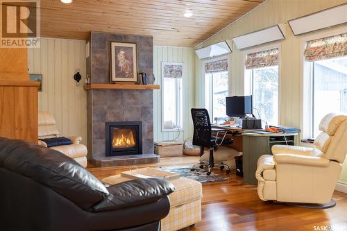 2 Birch Place, Tobin Lake, SK - Indoor Photo Showing Living Room With Fireplace