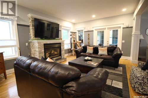 Cook Acreage, Moosomin Rm No. 121, SK - Indoor Photo Showing Living Room With Fireplace