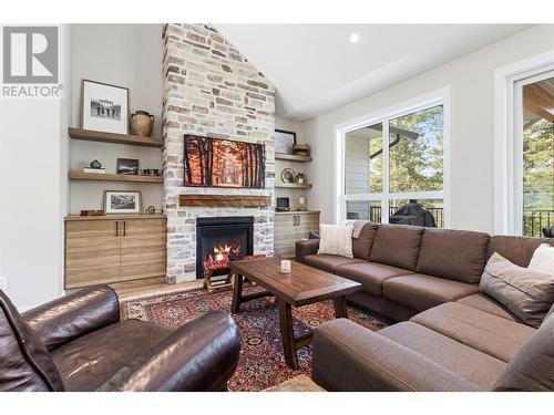 2863 Golf Course Drive, Blind Bay, BC - Indoor Photo Showing Living Room With Fireplace
