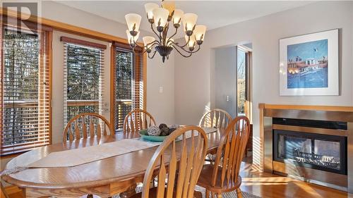 70 Valley Ranch Road, Irishtown, NB - Indoor Photo Showing Dining Room With Fireplace