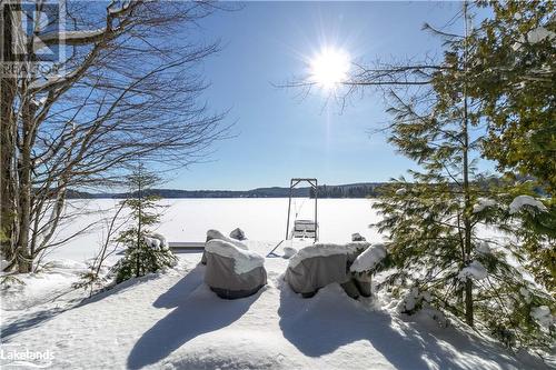 Dock and Waterfront in the Winter View 1 - 1216 Johnson Bay Road, Haliburton, ON - Outdoor With Body Of Water With View