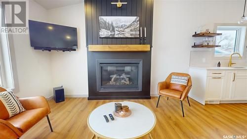 209 Willow Crescent, Waldheim, SK - Indoor Photo Showing Living Room With Fireplace