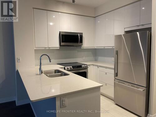 208 - 50 Thomas Riley Road, Toronto, ON - Indoor Photo Showing Kitchen With Stainless Steel Kitchen With Double Sink With Upgraded Kitchen