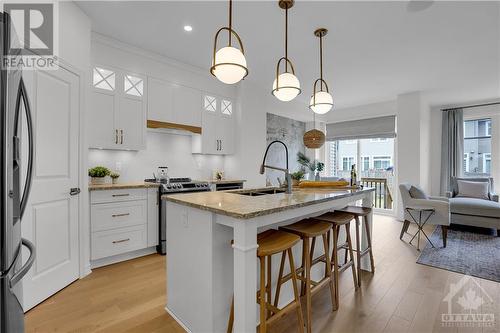 quartz counters throughout Note: photos shown is model home, so actual property will vary somewhat. No appliances provided in actual listed property. - 91 Mandevilla Crescent, Ottawa, ON - Indoor Photo Showing Kitchen With Double Sink With Upgraded Kitchen