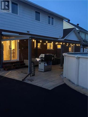 Solar string lights, pool deck lights, fence lighting.  Great space even at night. - 6 Monaco Crescent, Cornwall, ON - Outdoor With Above Ground Pool