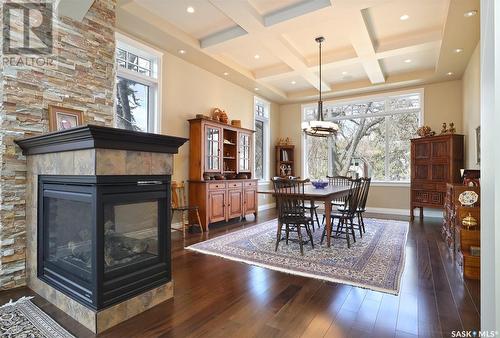 2727 Mccallum Avenue, Regina, SK - Indoor Photo Showing Dining Room With Fireplace
