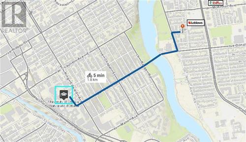 5min bike ride or 20min walk from uOttawa main building.  (Contains information licensed under the Open Government Licence – City of Ottawa. - 22 Stevens Avenue Unit#1, Ottawa, ON - Other