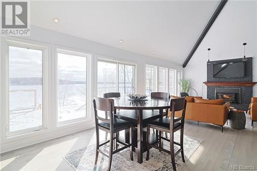 2025 Route 105, Lower Queensbury, NB - Indoor Photo Showing Dining Room With Fireplace