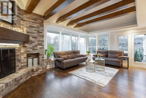 1269 Stavebank Road, Mississauga, ON - Indoor Photo Showing Living Room With Fireplace