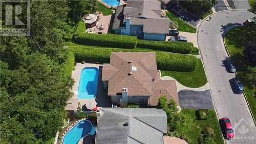 Aerial view of home backing on forest - 1841 Hunters Run Drive, Ottawa, ON - Outdoor With In Ground Pool With View