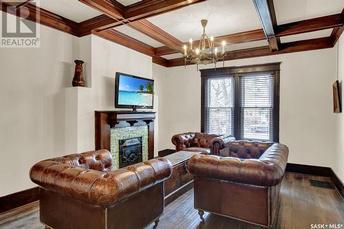 2147 Angus Street, Regina, SK - Indoor Photo Showing Living Room With Fireplace