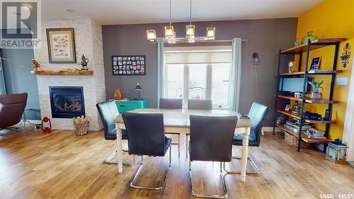 Knoppers Acreage, Rosthern Rm No. 403, SK - Indoor Photo Showing Dining Room With Fireplace