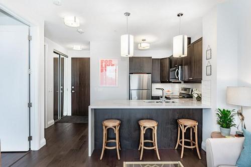 101 Locke Street S|Unit #411, Hamilton, ON - Indoor Photo Showing Kitchen With Stainless Steel Kitchen With Upgraded Kitchen