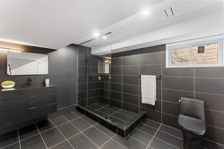 Large lower level bathroom. Adjacent bedroom, utility room and family room. - 