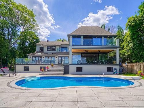 Back facade - 598 Rue Main, Hudson, QC - Outdoor With In Ground Pool With Deck Patio Veranda With Backyard