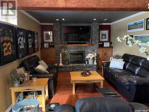 207 Dominion Road, Assiniboia, SK - Indoor Photo Showing Living Room With Fireplace