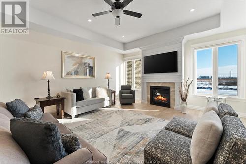 3285 Tullio Drive, Lasalle, ON - Indoor Photo Showing Living Room With Fireplace
