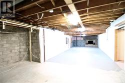 partially finished basement with wood fireplace and walk out to backyard - 