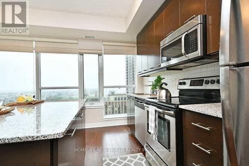 #1205 -365 Prince Of Wales Dr, Mississauga, ON - Indoor Photo Showing Kitchen With Stainless Steel Kitchen With Upgraded Kitchen
