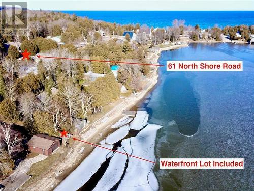 Across the road, is your private waterfront lot. - 61 North Shore Road, Northern Bruce Peninsula, ON - Outdoor With View