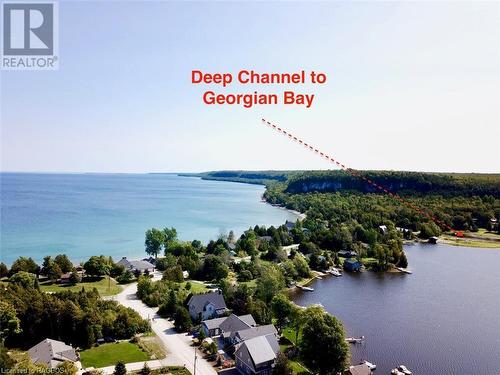 Little Lake has a natural 6-8ft channel that provides boat access to Georgian Bay. - 61 North Shore Road, Northern Bruce Peninsula, ON - Outdoor With Body Of Water With View