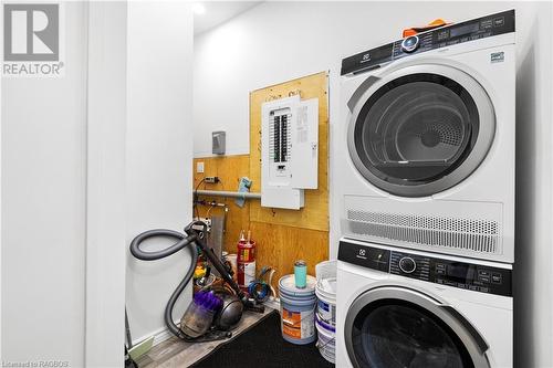 Laundry closet tucked away yet easily accessible. - 31 Henwood Street, Stokes Bay, ON - Indoor Photo Showing Laundry Room
