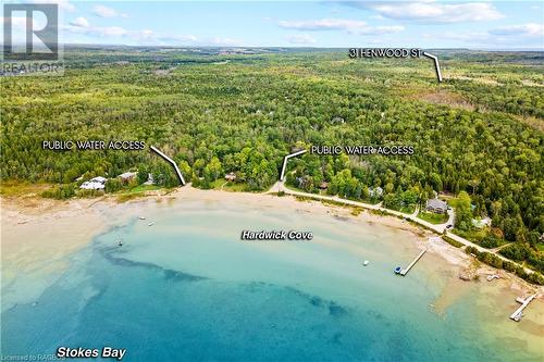 Public water access at Hardwick Cove & Sandy beach nearby! - 31 Henwood Street, Stokes Bay, ON - Outdoor With Body Of Water With View