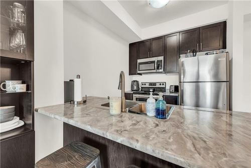 101 Shoreview Place|Unit #217, Stoney Creek, ON - Indoor Photo Showing Kitchen With Stainless Steel Kitchen With Upgraded Kitchen
