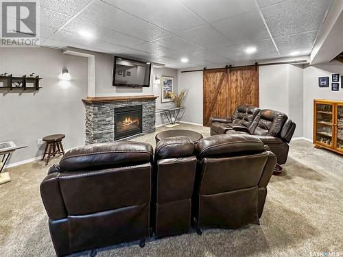 507 Highland Drive, Swift Current, SK - Indoor Photo Showing Basement With Fireplace