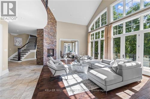 7030 Walkers Line, Milton, ON - Indoor Photo Showing Living Room With Fireplace