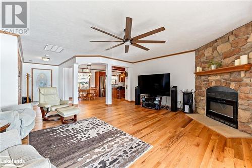 1044 Snowshoe Road, Haliburton, ON - Indoor Photo Showing Living Room With Fireplace