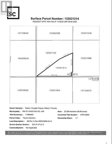 Nelson Acreage Sw-27-47-21-W2, Kinistino Rm No. 459, SK - Other
