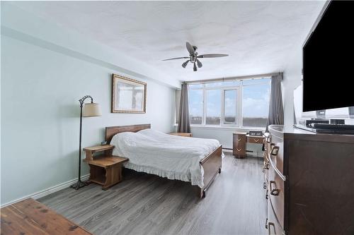 Master Bedroom with Views of Lake & Toronto Skyline - 30 Harrisford Street|Unit #1001, Hamilton, ON - Indoor Photo Showing Bedroom