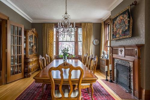 3 Ravenscliffe Avenue, Hamilton, ON - Indoor Photo Showing Dining Room With Fireplace