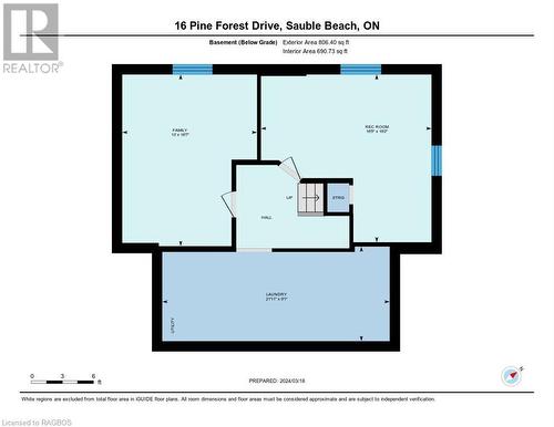 Basement Floor Plan - 16 Pine Forest Drive, Sauble Beach, ON - Other