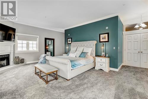 367 Crystal Bay Drive, Amherstburg, ON - Indoor Photo Showing Bedroom With Fireplace