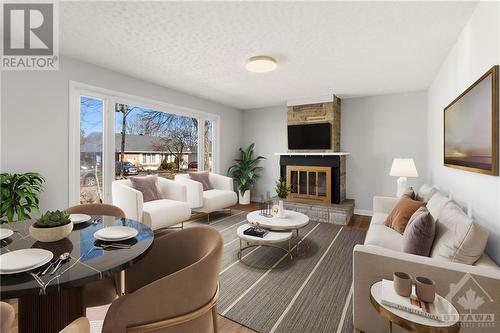 This Photo is Virtually Staged - 1508 Chatelain Avenue, Ottawa, ON - Indoor Photo Showing Living Room With Fireplace