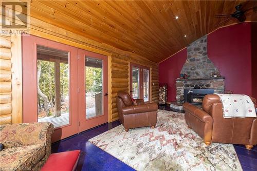 114 Borden Drive, Tobermory, ON - Indoor Photo Showing Living Room With Fireplace
