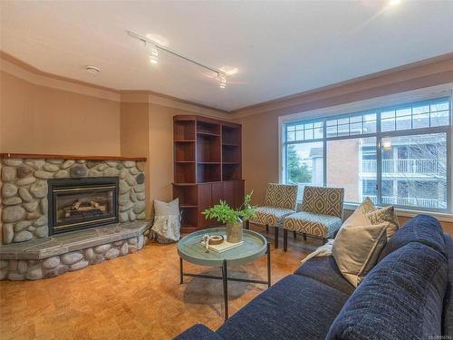 6-9675 First St, Sidney, BC - Indoor Photo Showing Living Room With Fireplace
