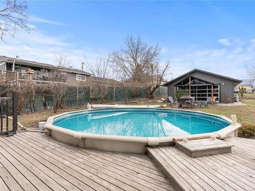 610 Pottery Road, Vernon, BC - Outdoor With Above Ground Pool With Deck Patio Veranda With Backyard