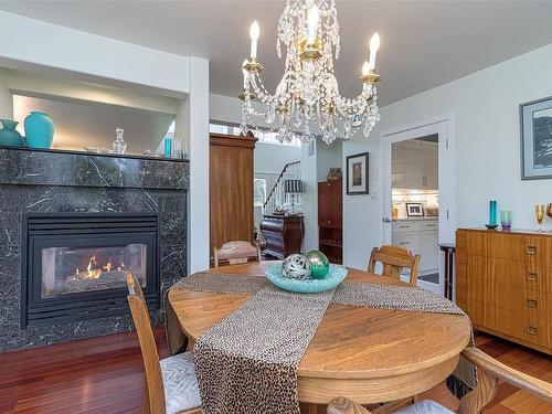 209 Jamie Pl, Langford, BC - Indoor Photo Showing Dining Room With Fireplace