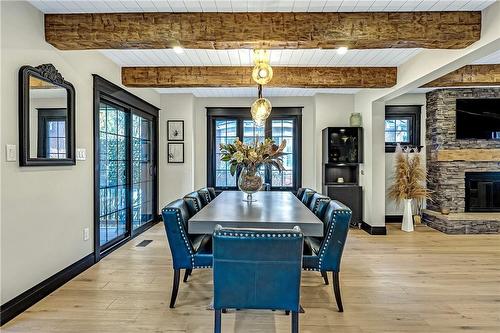 2041 Caroline Street, Burlington, ON - Indoor Photo Showing Dining Room With Fireplace