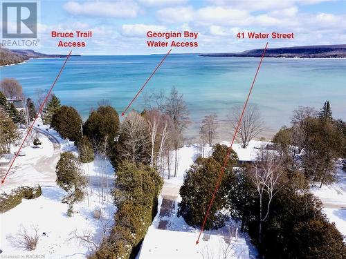 The next best thing to waterfront ... 66ft wide water access 150ft away & Bruce Trail access 200ft away! - 41 Water Street, South Bruce Peninsula, ON - Outdoor With Body Of Water With View