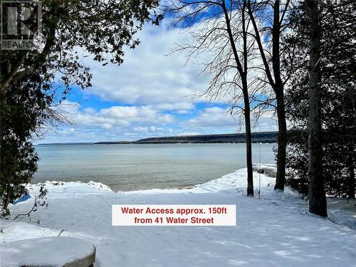Excellent public water access with gentle grade for safe swimming or to launch a Seadoo or smaller watercraft. - 41 Water Street, South Bruce Peninsula, ON - Outdoor With Body Of Water With View