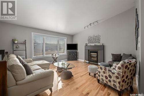 11 Linner Lane, Prince Albert, SK - Indoor Photo Showing Living Room With Fireplace