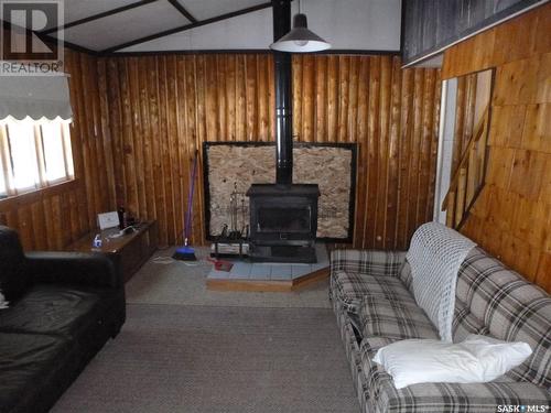 1006 Lake Road, Jan Lake, SK - Indoor Photo Showing Living Room With Fireplace