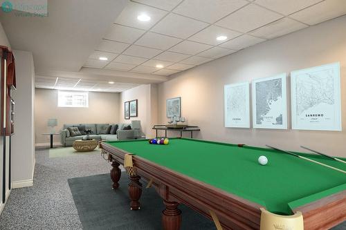 View of Virtually Staged Game Room from Sitting area - 1652 Roundleaf Court, Burlington, ON - Indoor Photo Showing Other Room
